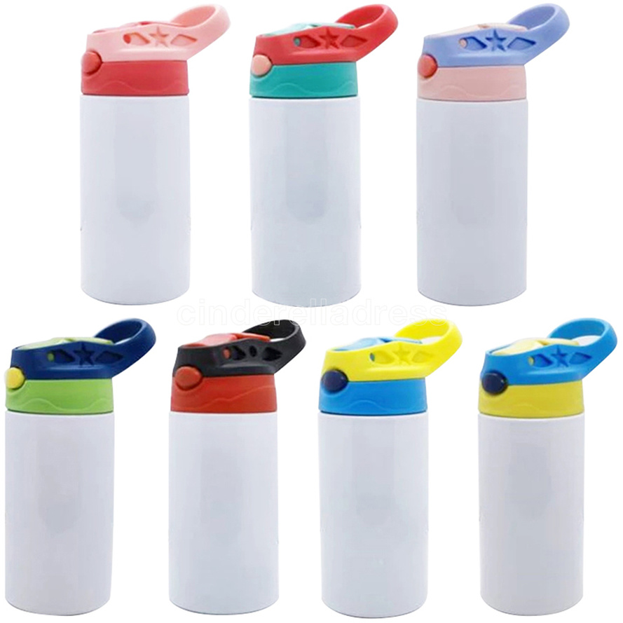 

12oz Sublimation Straight Sippy Cup Flip Top Kids Bottle Stainless Steel Double Wall Water Tumbler With Straw Sippy Bottle 0312