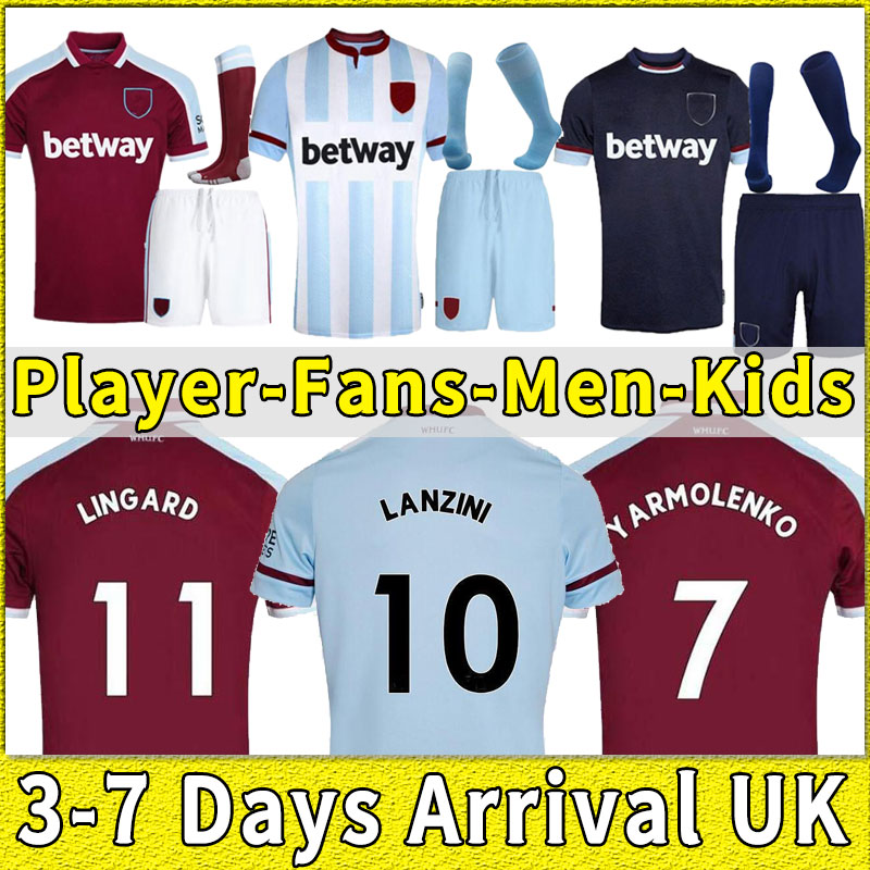 

THAILAND 21 22 LANZINI Home soccer jerseys 2021 2022 United black third AWAY West YARMOLENKO Lingard ANTONIO F.ANDERSON football shirts MEN Kids UNIFORM, Away kits