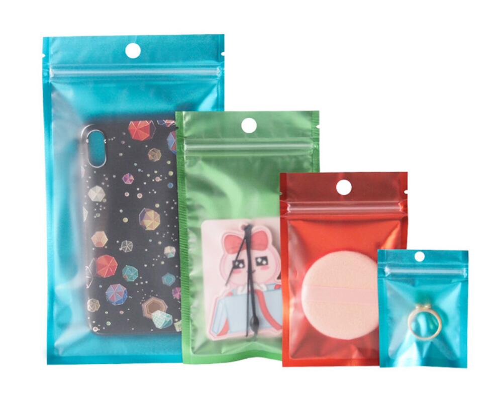

One side clear colored Resealable Zip Mylar Bag Aluminum Foil Bags Smell Proof Pouches Jewelry bag s