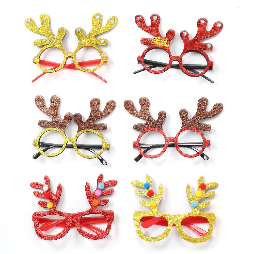 

2 Pcs/set Christmas Decoration Glasses Christmas Party Decorations Adult ChildrenS Toys Santa Snowman Antler Glasses Holiday
