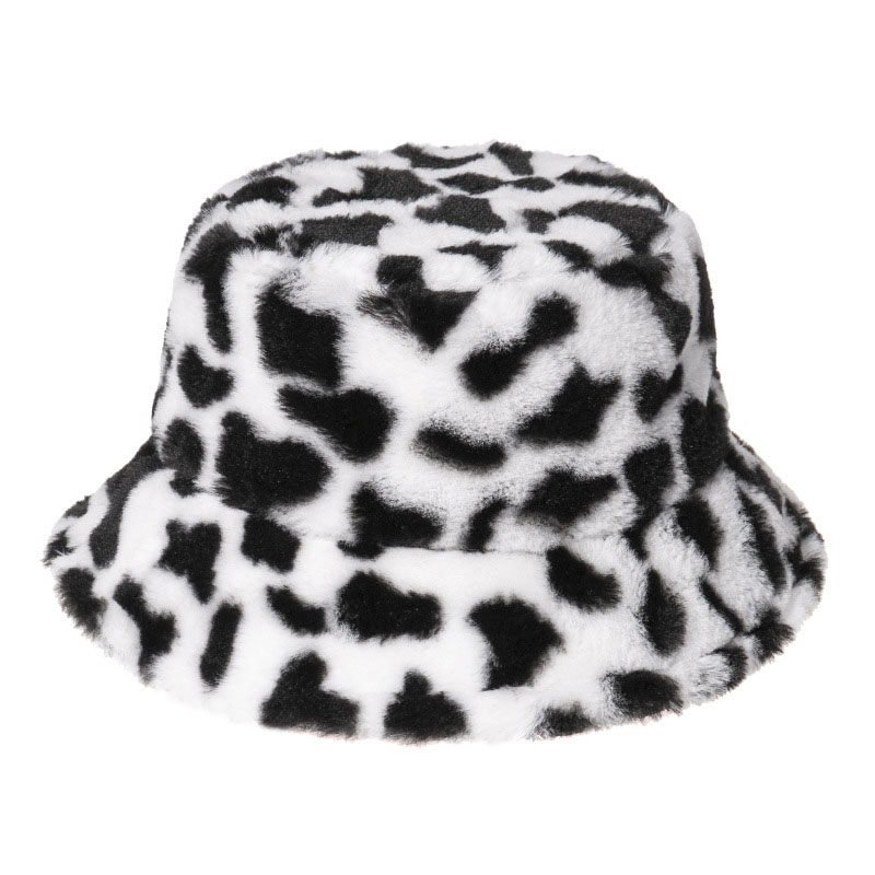 

Fashion Women Bucket Hat Artificial Rabbit Fur Style With Cow Skin Grain Design Patterns Fisherman's Hats 8 Colors Mixed Wholesale, C6