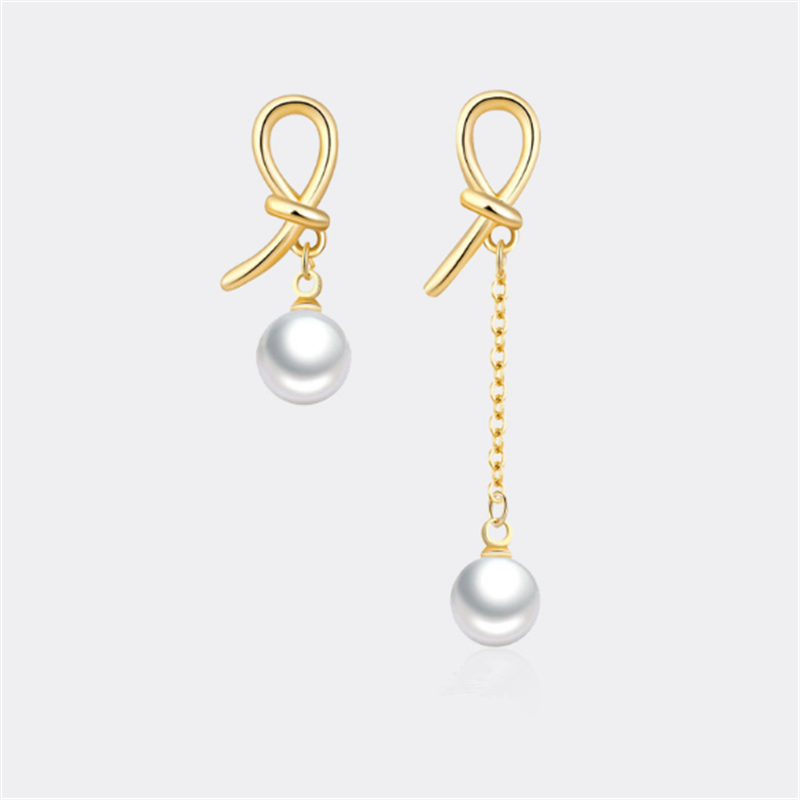 

Dangle & Chandelier Trend 925 Silver Needle Copper Earrings Asymmetric Pearl Chain Tassel Knot Long Eardrop Women Girl Jewelry Fashion Gift