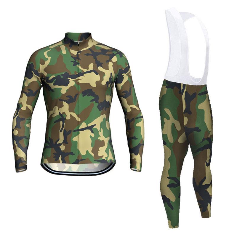 

Racing Sets Long Camo Cycling Jersey Set MTB Bib Bicycle Clothing Maillot Ropa Ciclismo Sport Kits Bike Tops Summer Trousers Clothes, Black;blue