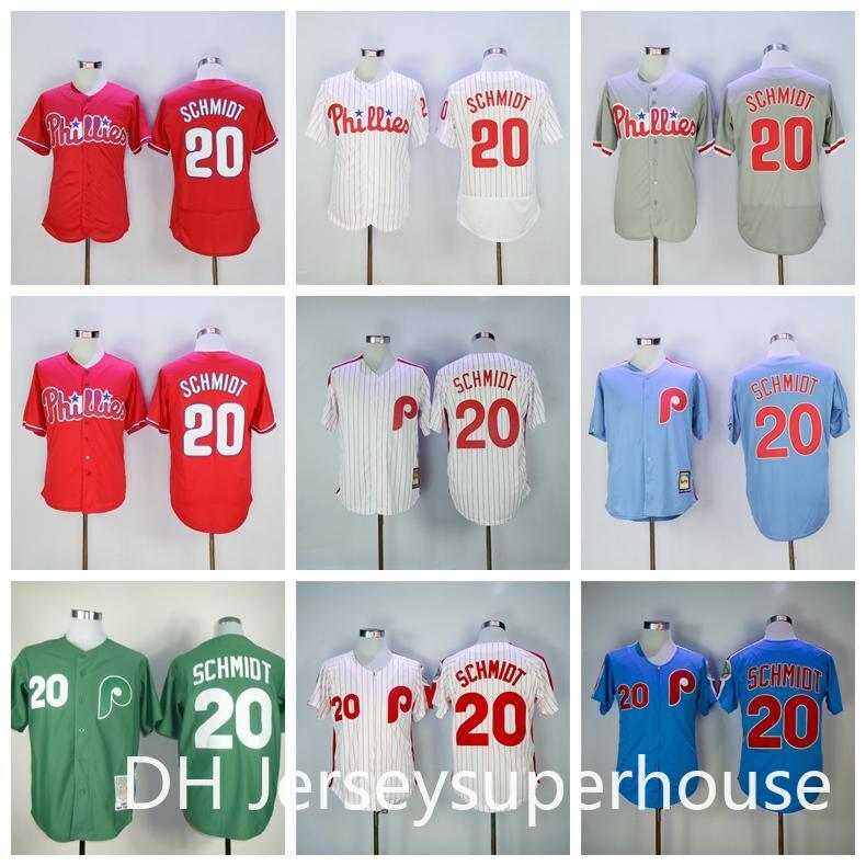 

Retro Retire 1983 Vintage 20 Mike Schmidt Baseball Jersey Men Red White Blue Black Grey Cool Base Flexbase Pinstripe Stitched