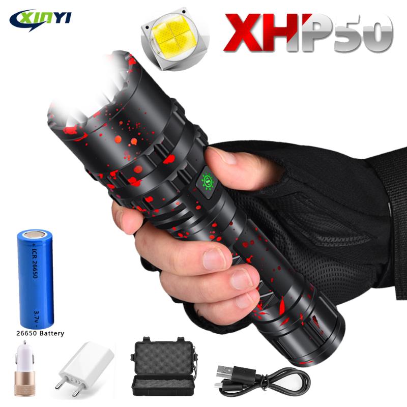 

Powerful XHP50 LED Xlamp Aluminum Hunting L2 Waterproof 5Modes Torch Light Lanterna Use 18650 26650 Battery Flashlights Torches