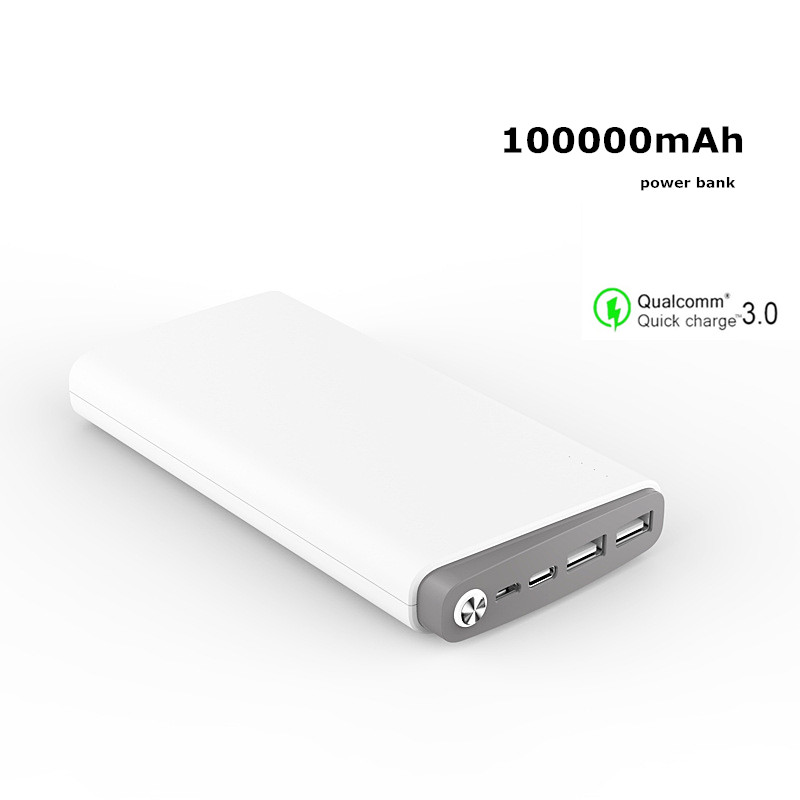 

100000mAh~ 2.4A QC 3.0 Power Bank External Battery Fast Charging Portable Charging Poverbank Mobile Phone