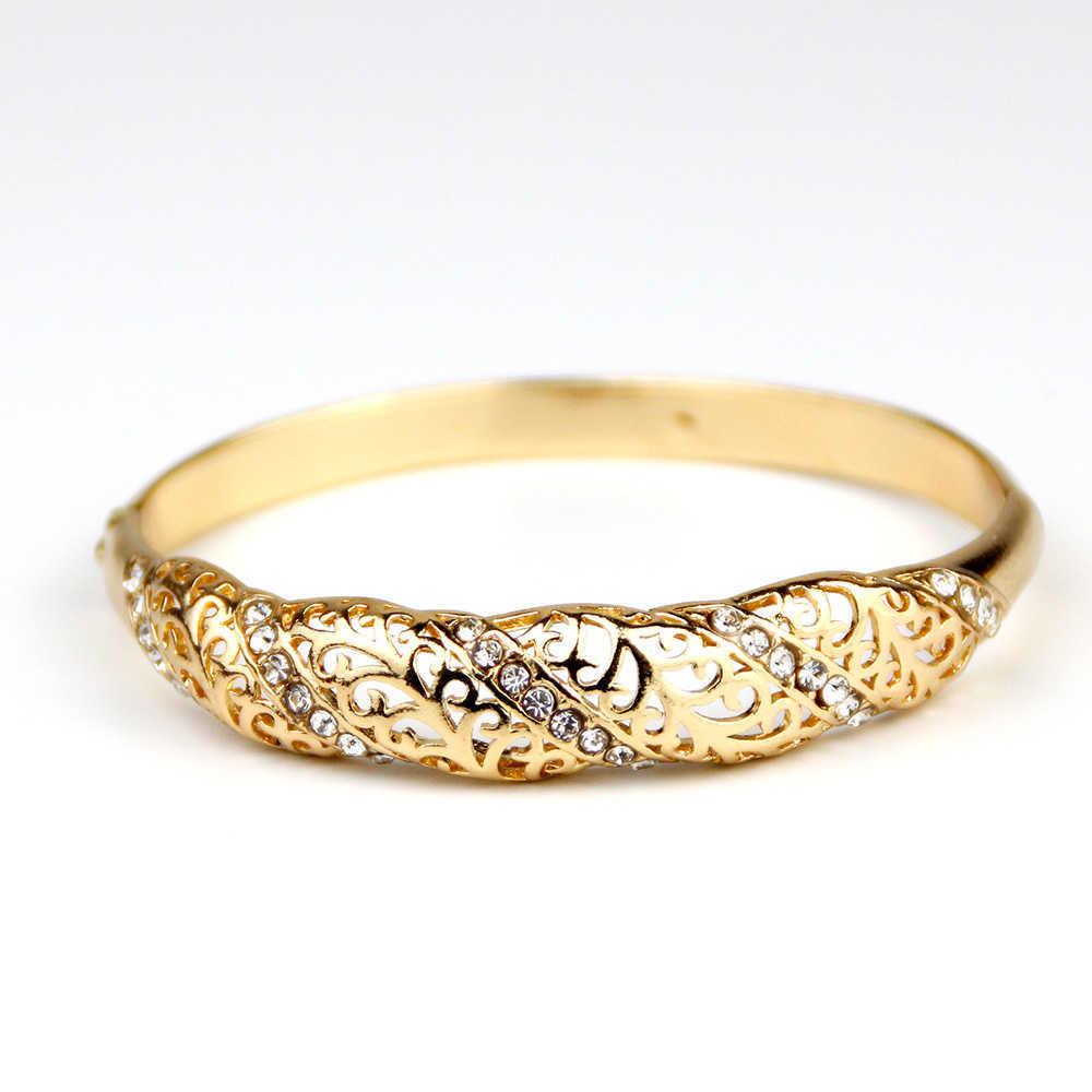 

Sunspicems Gold Color Crystal Morocco Bangle Thin Cuff Bracelet for Women Ethnic Wedding Jewelry Arab Algeria Bridal Bijoux Gift Q0719