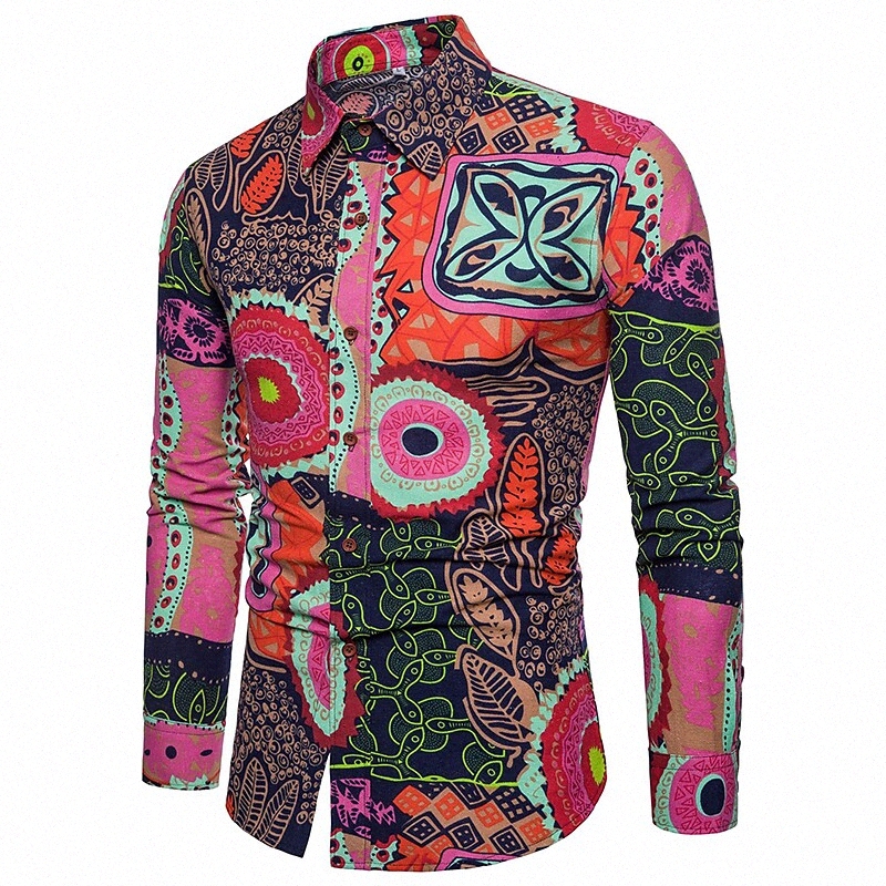 Chemise pour hommes Floral Couleur Bloc de chemise Collier Travail de travail Imprimer Tops à manches longues Streetwear Punk Rose Gothic Jaune L
