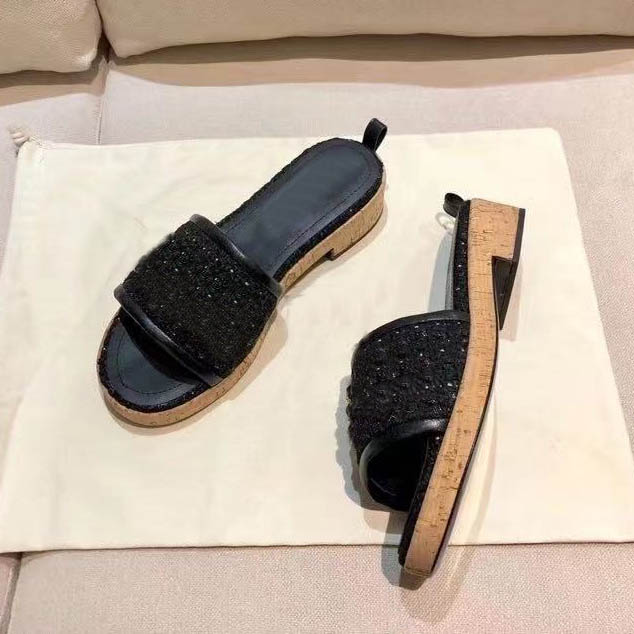 

Discount Italy ace Slippers Pearl Snake Print Slide Summer Wide Flat Lady Slipper Women Sandals luxury designer Shoes free gifts online sale, Black