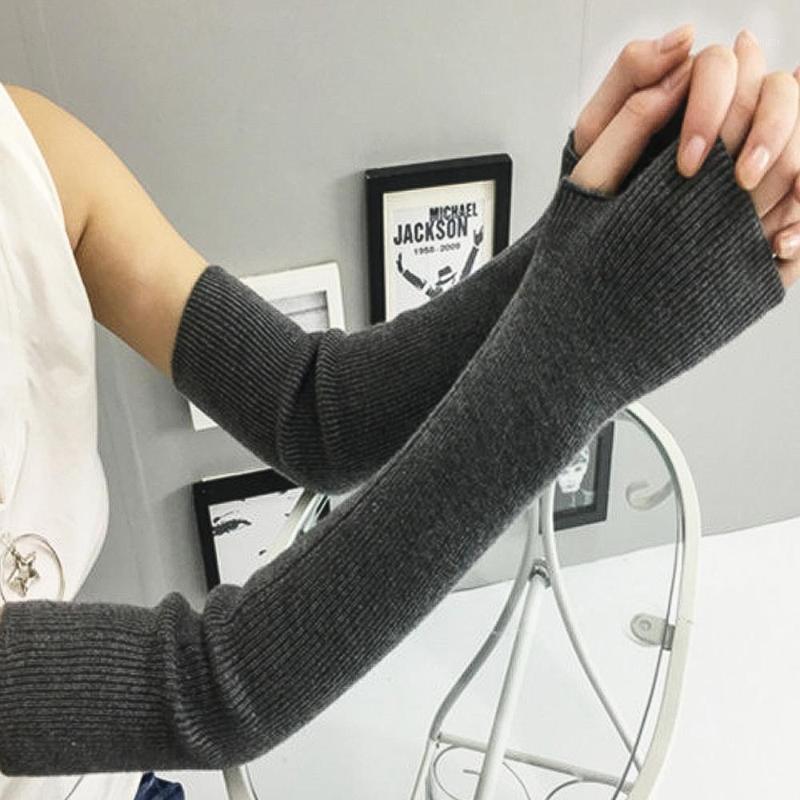 

Cycling Gloves 45CM Half Finger Wrist Mittens Wool Arm Sleeve Durable Winter Fingerless Knit Skiing Bicycle Riding1, White