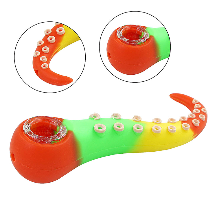 

Squid shape Silicone smoking pipes colorful tobacco smoke pipe