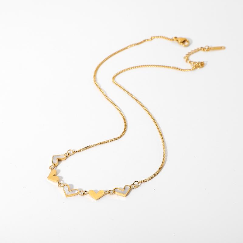 

Pendant Necklaces Simple Fashion Stainless Steel Multiple Heart Shape Shell Necklace For Women Girls Waterproof Choker Jewelry