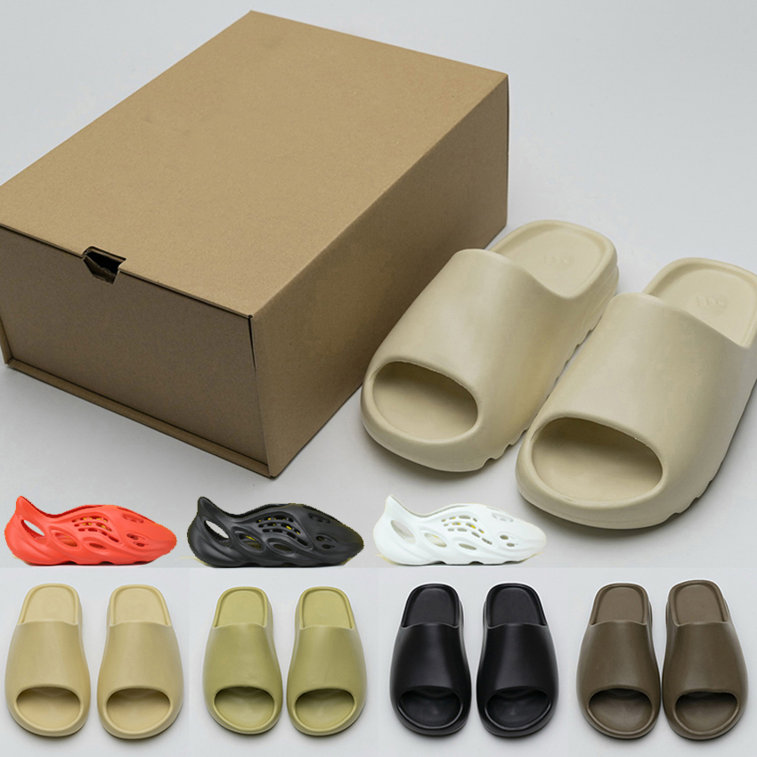

2021Foam Slippers Runner Earth Brown Desert Sand Triple Black Bone White Resin West Slides Sandal Mens Slipper With Shoebox, Other color