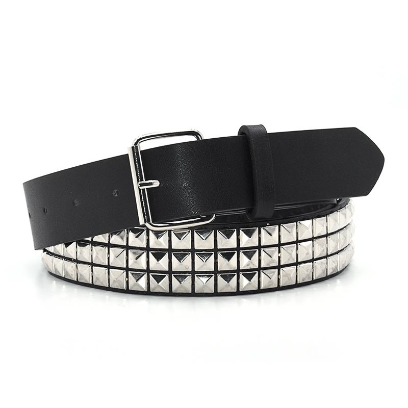 

GAOKE Pyramid Fashion Rivet Belt Men&Women's Studded Belt Punk Rock With Pin Buckle Drop Shipping Black 210310