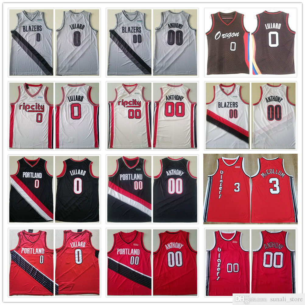 

Stitched Men Damian 0 Lillard Jerseys 2021 City White Earned Grey Black Red Cream Carmelo 00 Anthony Basketball Bradley 3 Beal College Shirts