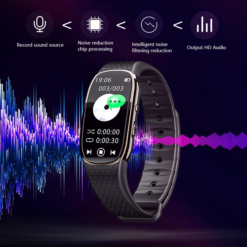 

Digital Voice Recorder Bracelet Wristband Audio Sound Recording Dictaphone Watch Noise Reduction HiFi Portable MP3 Music Player