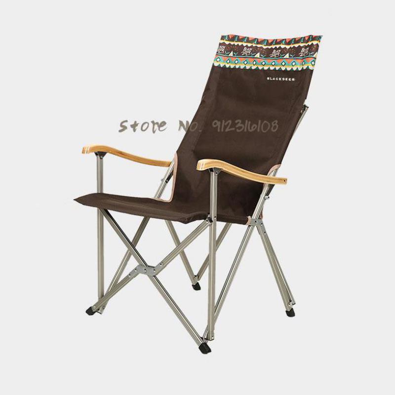 

Camp Furniture Outdoor Bamboo Armrest Folding Chair Aluminum Alloy Camping Car Fishing Portable Leisure Backrest Director