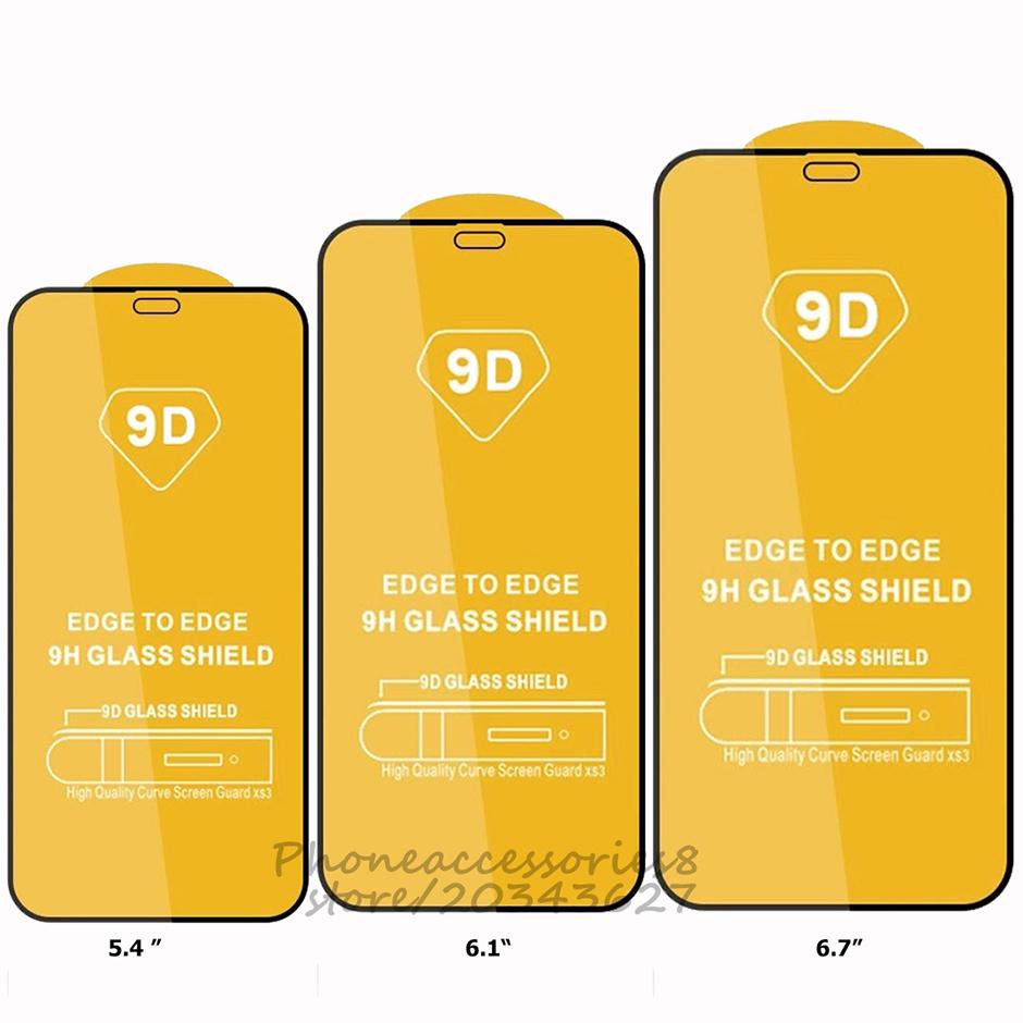 

9D Full Cover Glue Tempered Glass Phone Screen Protector For iPhone 13 12 MINI PRO 11 XR XS MAX 8 7 6 Samsung Galaxy S21 A32 A42 A52 A72 4G