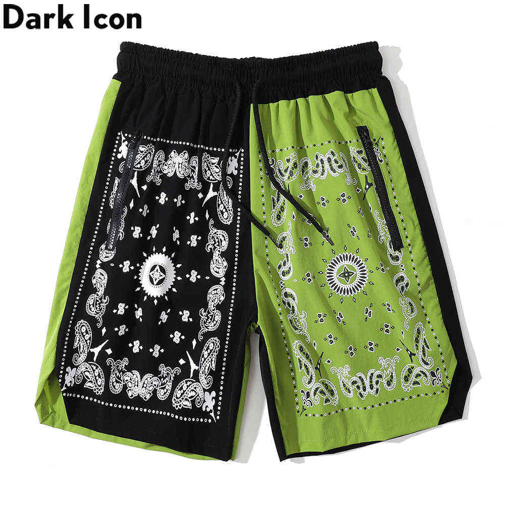 

Cashew Floral Patchwork Men's Shorts Elastic Waist Straight shorts for Man 210603, White