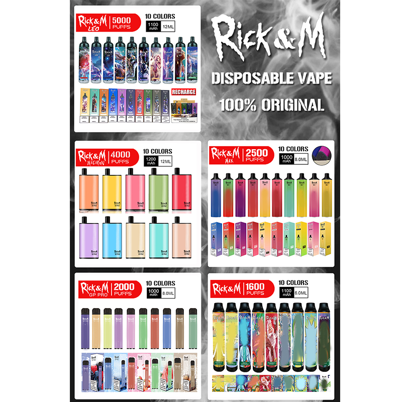 

Original RickM LEO 5000 4000 2500 2000 1600Puffs Rechargeable Disposable Vape Pen E Cigarette Device