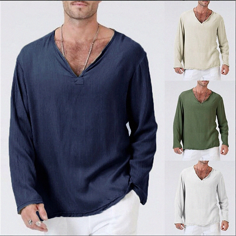 Men's T shirt Solid Color V Neck Casual Daily Long Sleeve Tops Lightweight Fashion Big and Tall Sports Green White Black R4lE#