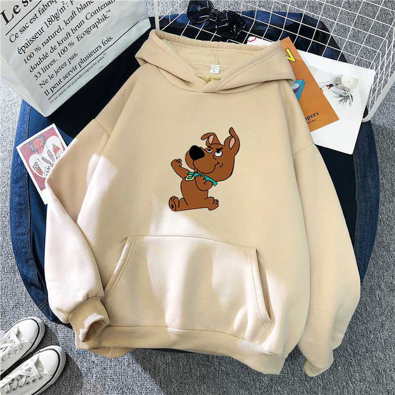 

New 2021 women' autumn and winter sweater Plush thickened Student Korean loose round neck hooded long sleeve large women' wear, White