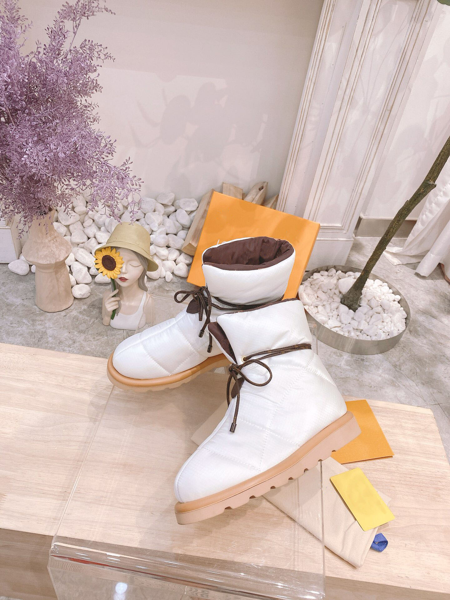 

Women Designer PILLOW Comfort Ankle Boots Lady Fashion Soft Down Flat Shoes Waterproof nylon upper Winter Snowfield Boot Size EUR US 40, 3#