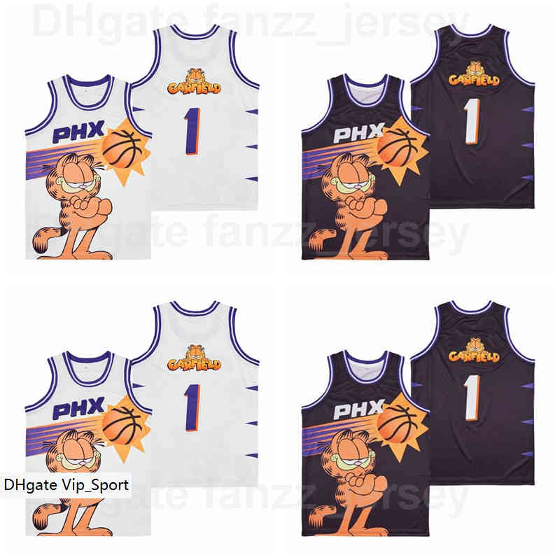 

Men Moive Basketball #1 PHX GARFIELD Jersey HipHop Breathable Black Team Color Hip Hop Pure Cotton Shirt Sports Uniform Good Quality On Sale, White