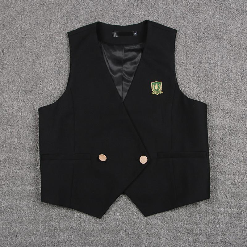 

Clothing Sets Korea School Uniforms Suit Coat Black JK Uniform Japanese Waistcoat College English Ms Campus Wind Vest Dress, White