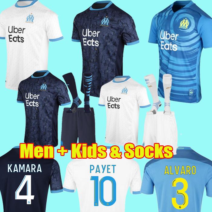 

20 21 Olympique De Marseille soccer jerseys OM 2021 maillot foot PAYET CUISANCE THAUVIN BENEDETTO KAMARA football shirt uniforms men kids, Black