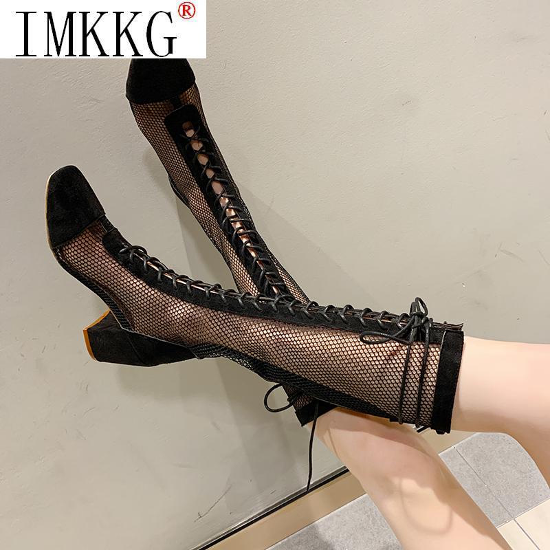 

Boots Women 2021 Spring And Autumn Mesh Hollow Sexy Long Tube Fashion Wild Thick With Tide, Black