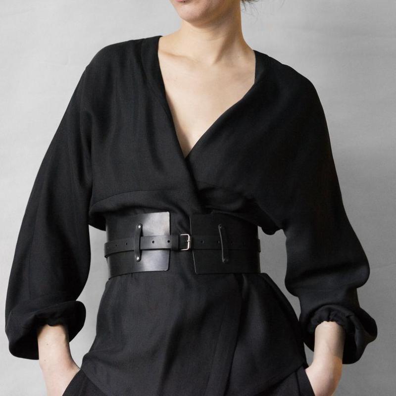 

Belts 2021 Fashion Goth For Women Punk Leather Buckle Luxury Cummerbunds Body Corset Cummerbund Female Wide Soft Waistbands, Black