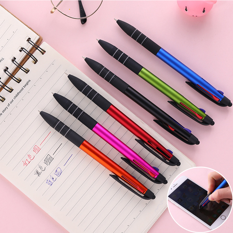 

3 Colors Ballpoint Pen Novelty 0.5mm Blue/Black/Red Ink multicolored Rollerball Pen for Kids Boy Gifts School Office Supplies, Blue;orange