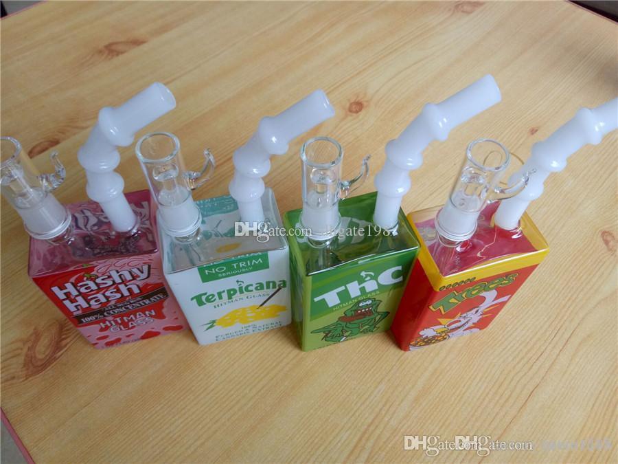 

Hitman Liquid Sci Glass Water Pipes Bongs Glass Juice Box Themed Dab Oil Rig 7.5" inch Tall Cereal Box Concentrate Rigs Hookahs