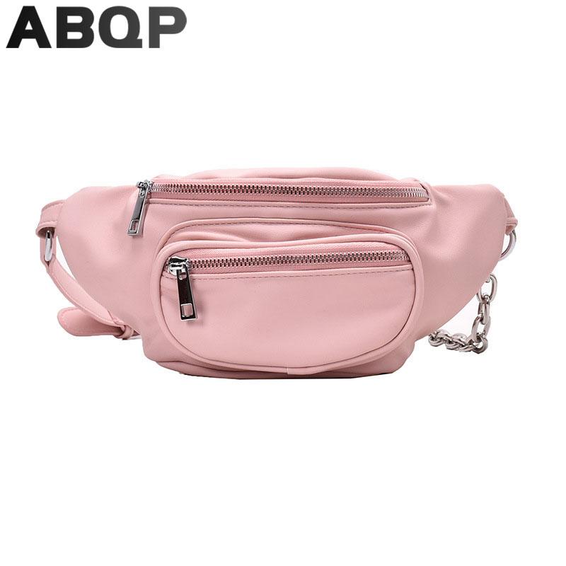 

Waist Bags ABQP Candy Color Leather Fanny Pack For Women Solid Zipper Female Chest Bag Designers Luxury Girls