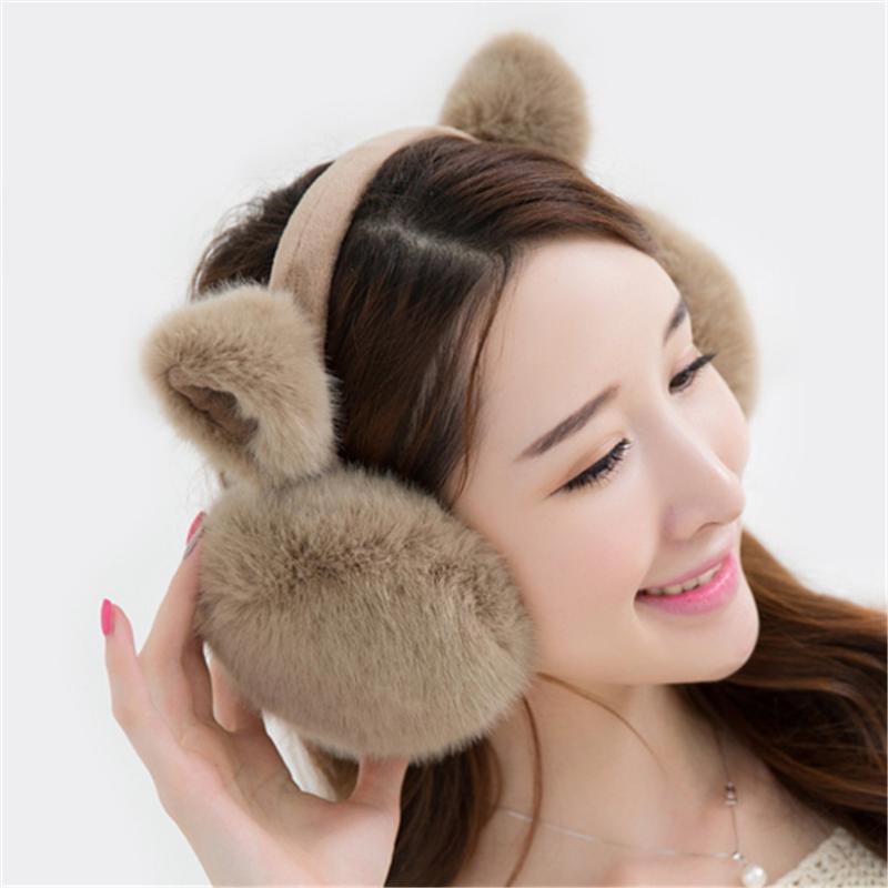 

Berets INDJXND Women Lovely Girls Kawaii Imitation Fur Earmuffs Winter Keep Warm Ear Protector Hair Accessories Christmas Gift Earlap, E010 khaki