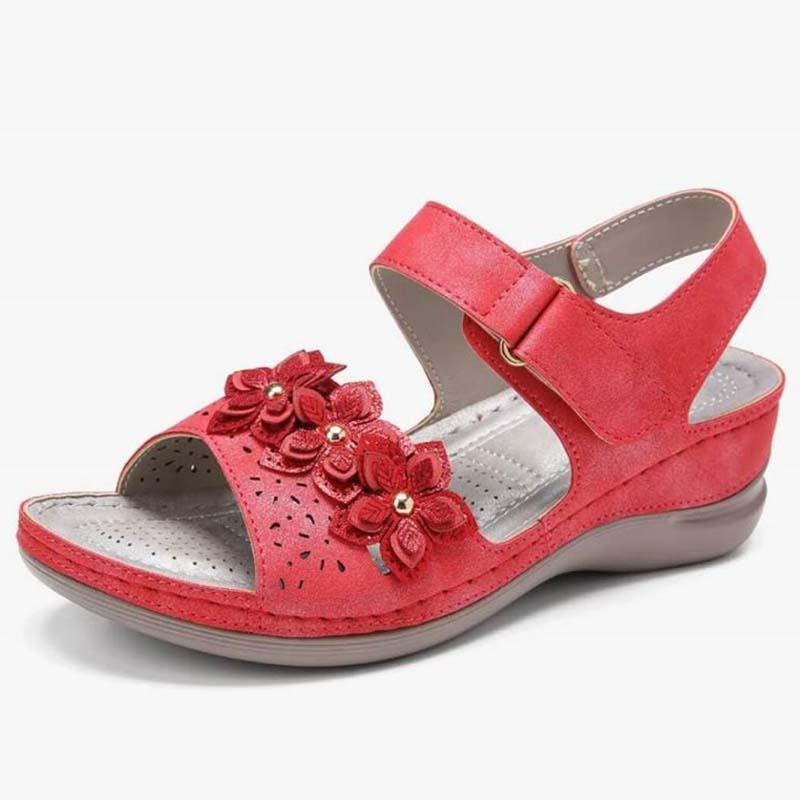 

Women's Sandals Retro Bohemia Shoes Woman Hook & Loop Flats Flip Flops Women Flowers Sandalias Big Size, Black