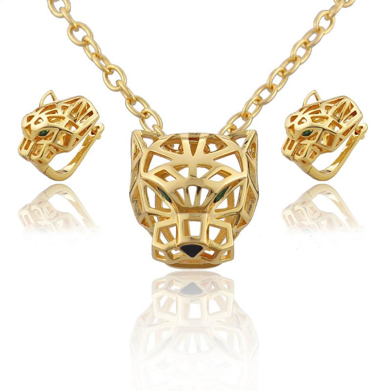 

Earrings & Necklace Luxury Fashion Classic Animal Tiger Head With Jewelry Set Hip Hop Style Party Gift, Silver