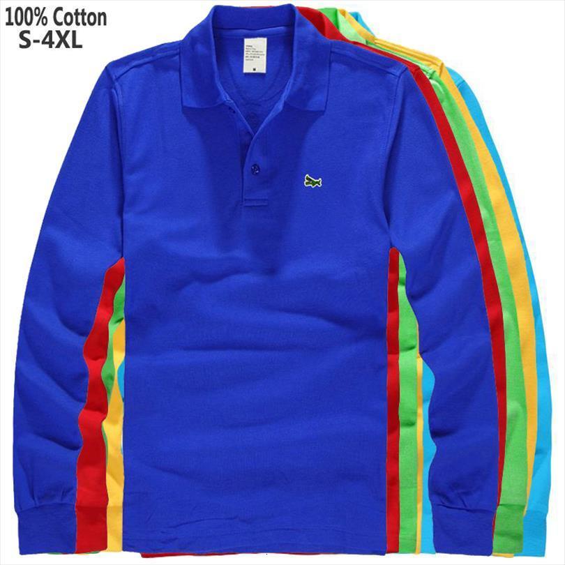 

s 4xl 100% cotton autumn mens polo long sleeve shirts casual embroidery brand fashion lapel male, White;black