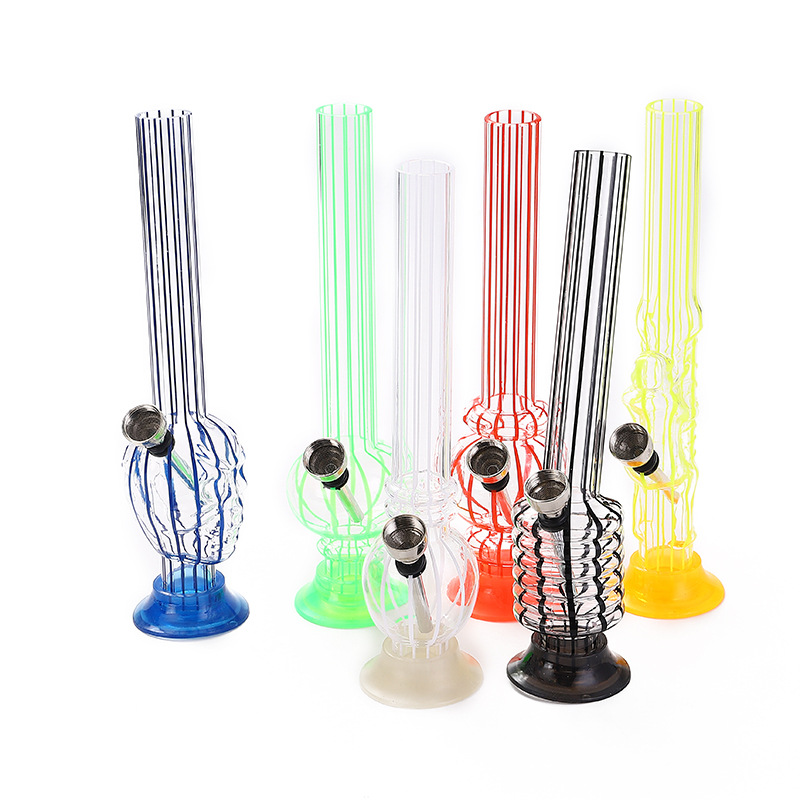 

Acrylic water pipe 21CM stripe waterpipe filter smoke pipe accessory removable cleaning oil burner tobacco unique bong