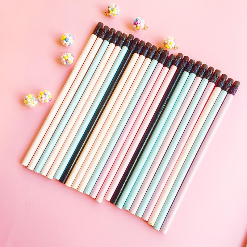 

100pcs Cute Wood Pencil With Erasers Macaron Color Pencils For School Supplies Kawaii Stationery Kids Writing Drawing