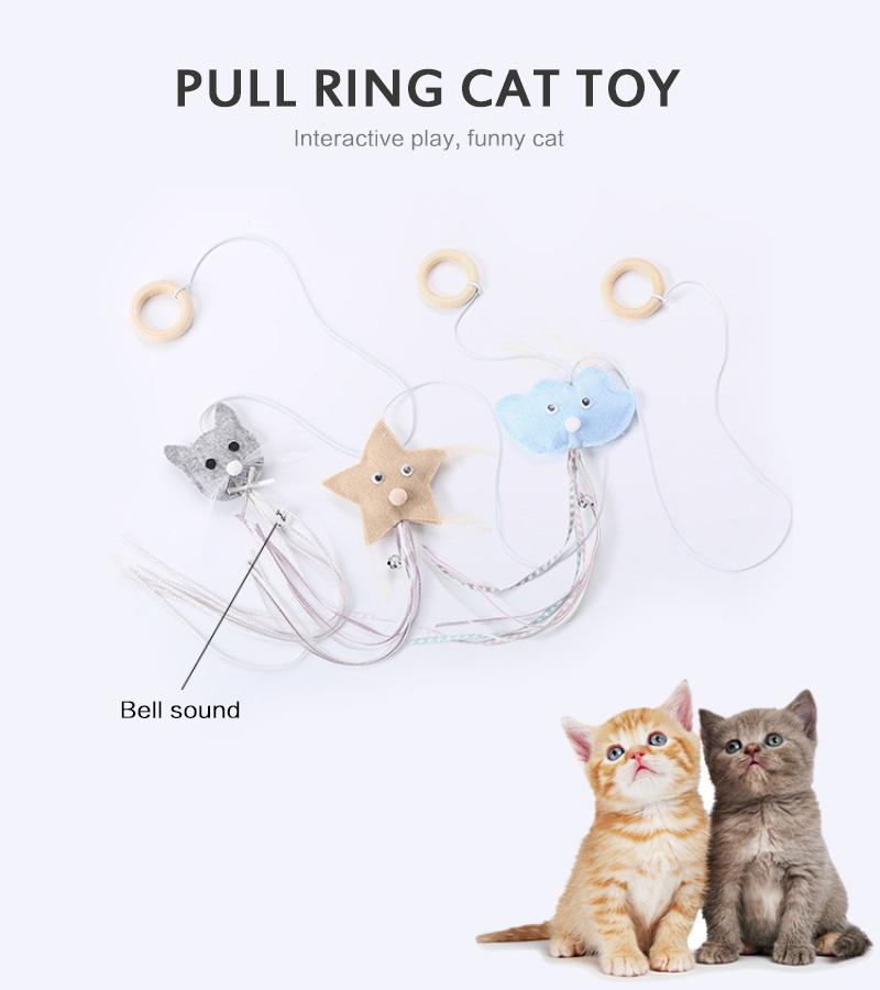 

Rings Cat Funny Toy Wooden Felt Cloth Feather Rope Stick Wand Interactive Finger Pull Ring Supplies Toys