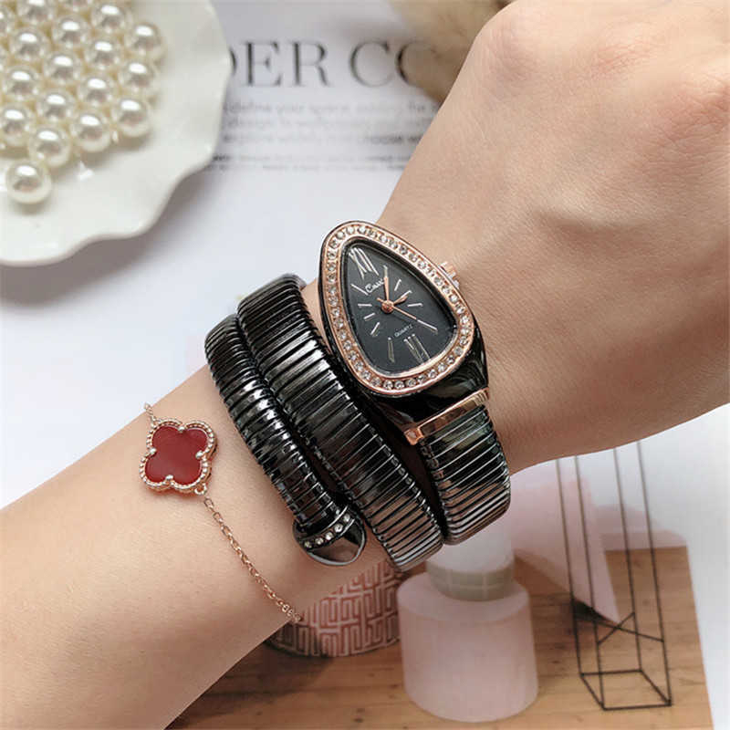 

Cool Snake Bangle Watches Women Fashion Infinity Bracelet Watch Vogue Girls Brand Quartz Clock Religios Reloj Montre femme NW404 H1012, Newdesign rosewhite