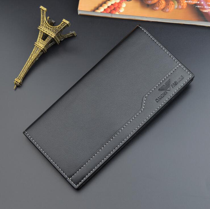 

Factory wholesale men handbag soft leather long wallet cards large capacity folding mens purses fashion car stitching leathers wallets, Black2(printing box packaging)