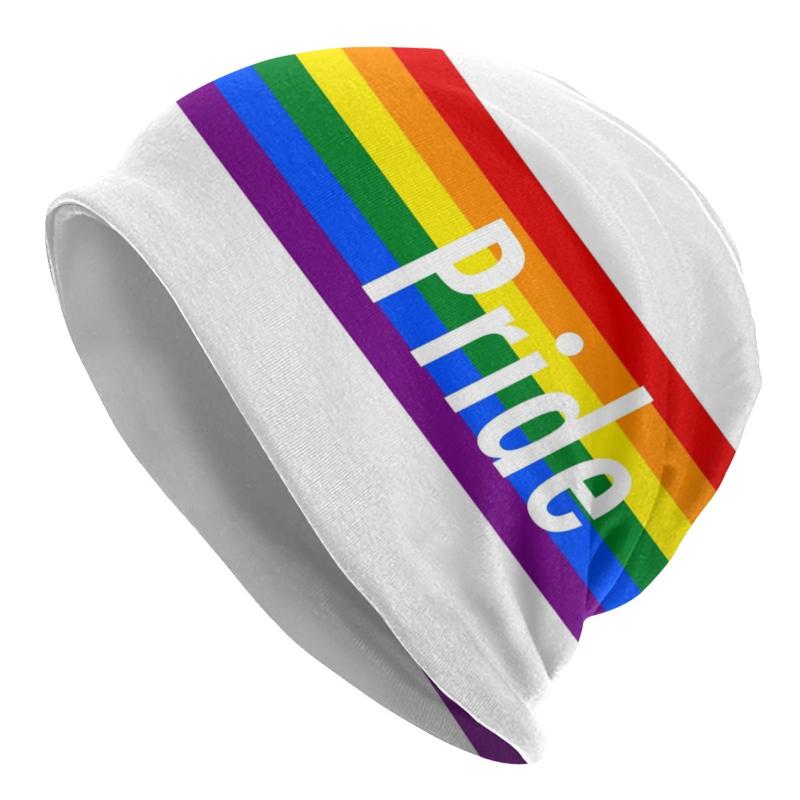 

Berets Gay Pride Bonnet Hat Knitted Vintage Street Skullies Beanies Hats Love Is LGBT Bisexual Rainbow Multifunction Cap, Black