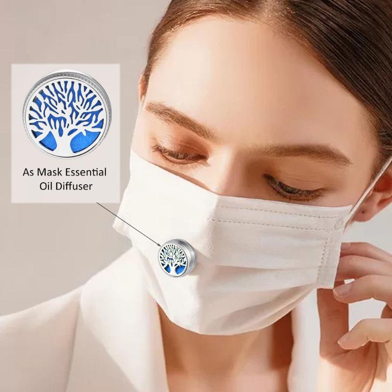 

Pins, Brooches Flower Of Life 12mm Essential Oil Diffuser Clip For Face Maksk Locket Stainless Steel Magnetic Buckle Women Men