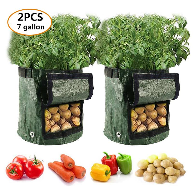 

2pcs Plant Grow Bags Home Garden Potato Pot Greenhouse Vegetable Growing Moisturizing Jardin Vertical Bag Tools Planters & Pots