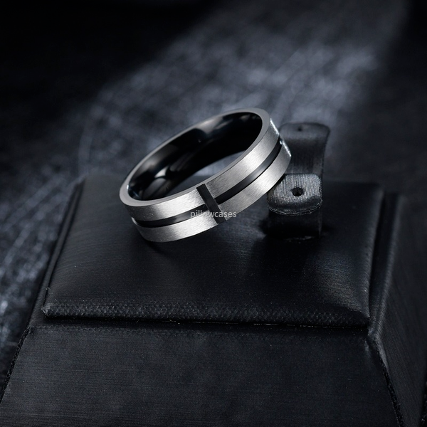 

Groove Cross Band Rings Blue Black Gold Stainless Steel Finger Ring for women men fashion jewelry will and sandy, Silver
