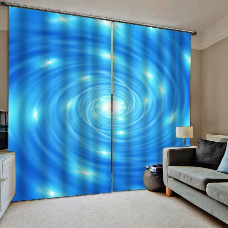 

Curtain & Drapes Blue Curtains Luxury Blackout 3D Window For Living Room Bedroom Customized Size