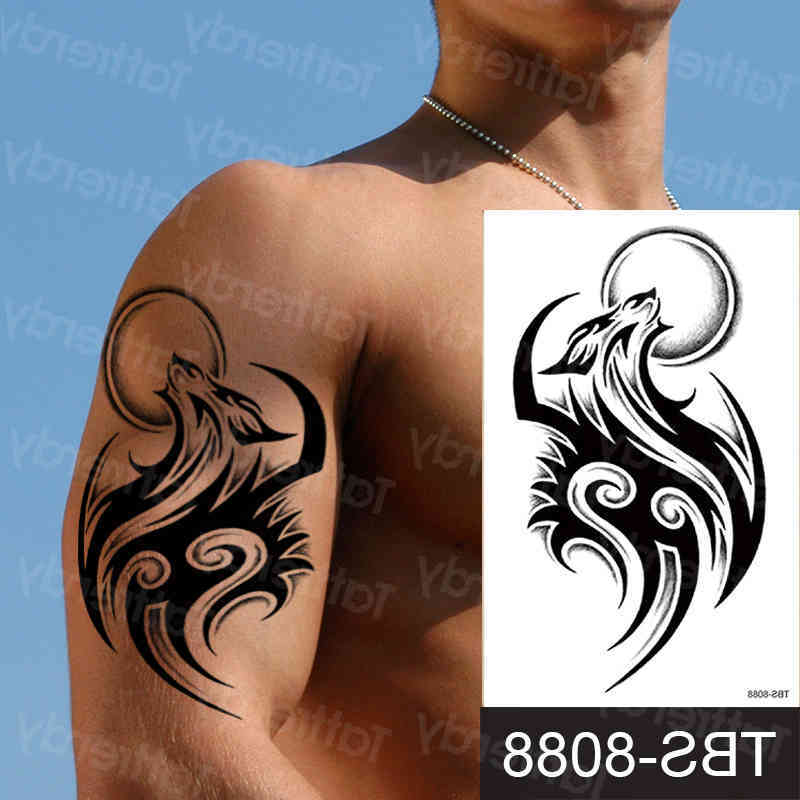 

Temporary Tattoos Men Women Flower Arm Shoulder Tattoo Body Makeup Sleeve Traibal Male Tatoo Stickers Black Henna Decal